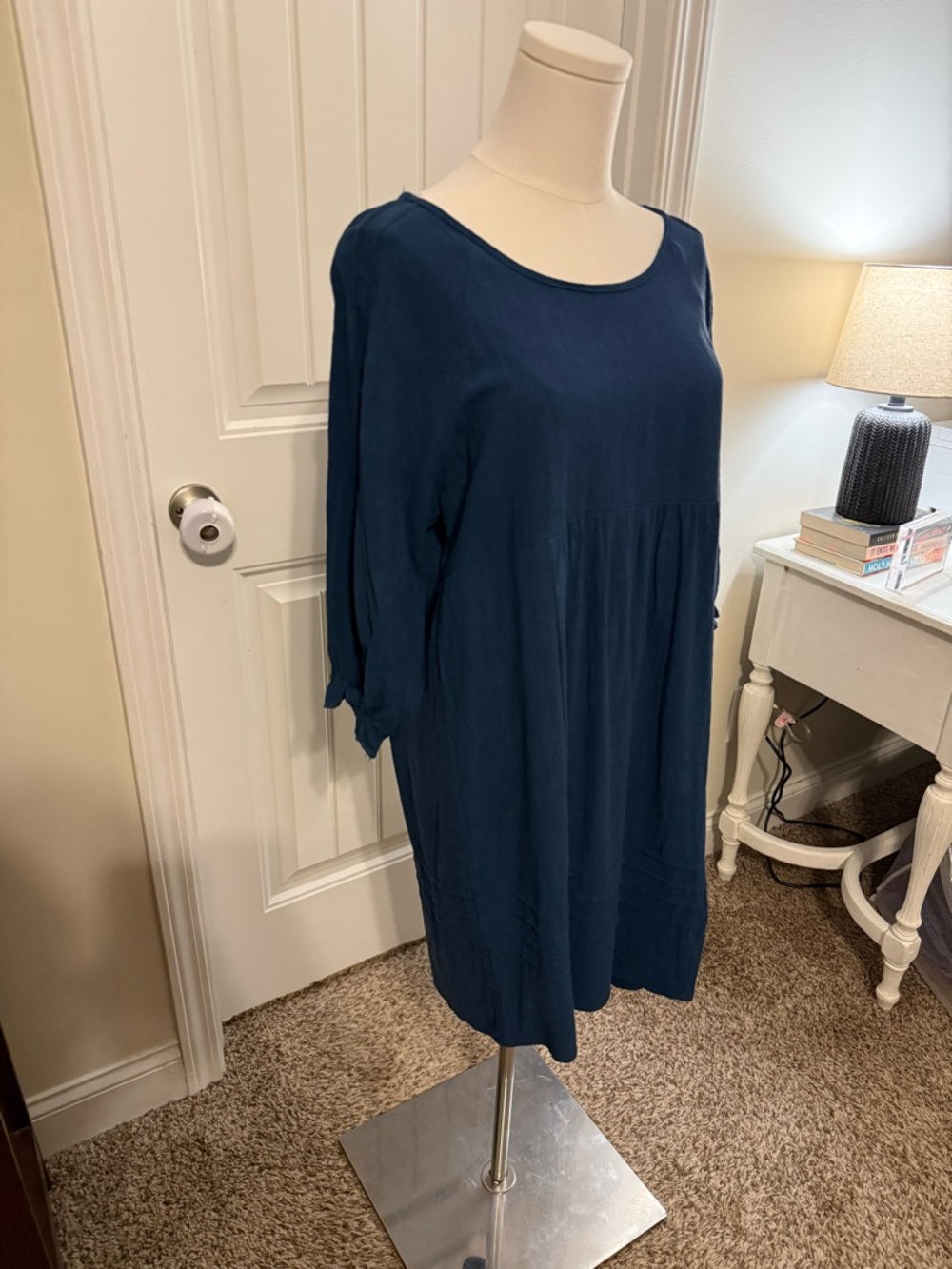 Umgee Navy Blue Linen Blend Dress - Picture 3 of 13